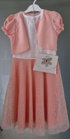 - Licht roze jurk met bolero en tasje 9 jaar -